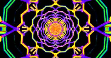 Dinamik şekiller ve pürüzsüz döngülerle dolu renkli bir tünel deneyin. Görseller ekran koruyucular ya da görsel ekranlar için mükemmel bir atmosfer yaratıyor..
