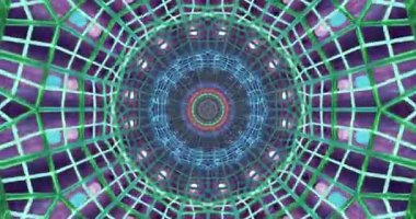 Canlı geometrik desenler ve renkler içeren büyüleyici bir tünel video döngüsü deneyin. Bu kusursuz sunum rahatlama ve görsel entrika için mükemmel bir atmosfer yaratır..