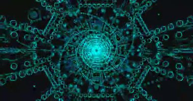 Koyu bir arka planda canlı mavi desenler ve nabız, büyüleyici bir görsel deneyim yaratıyor. Bu dijital sanat döngüsü herhangi bir ortam için ilgi çekici bir ortam sunar.