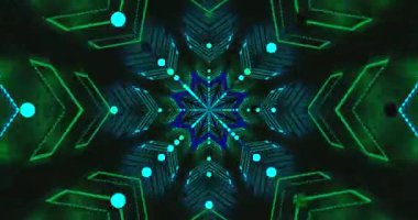 Bu video karmaşık mavi desenler ve dinamik ışık efektleriyle dolu bir tünelin kusursuz döngüsünü içeriyor. Canlı görüntüler ekran koruyucular ve olaylar için mükemmel bir atmosfer yaratıyor..
