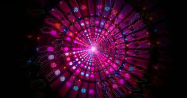 Renkli tünel video döngüsü dinamik desenlerde canlı ışıklar oluşturarak ekran koruyucular için büyüleyici bir görsel deneyim yaratıyor. Animasyon sorunsuz akıyor, rahatlamayı arttırıyor..