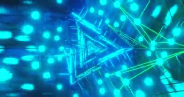 Dijital bir tünelde sorunsuz bir şekilde akarken neon ışıklarının ve geometrik şekillerin büyüleyici bir görüntüsünü deneyimleyin. Görsel döngü görsel bir deneyim yaratır..