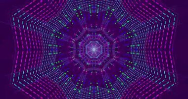 Kusursuz bir video döngüsü, canlı mor ve mavi desenlerle dolu büyüleyici bir tünel efekti gösterir. Bu büyüleyici ekran koruyucu herhangi bir boşluğa çekici bir görsel öge ekler.