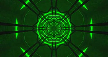 Parlak yeşil ışıklar ve dinamik geometrik desenlerle dolu, izleyicileri büyüleyici derinliğine çeken bir tünel içerir. Çekici bir atmosfer yaratmak için mükemmel..