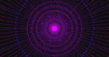 Dönen renkler ve geometrik desenlerden oluşan sonsuz bir tünel deneyin. Bu pürüzsüz döngü pembe ve morun parlak tonlarını içeriyor, bir ekran koruyucu için mükemmel büyüleyici bir görüntü yaratıyor.