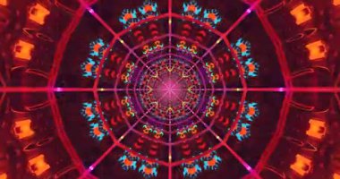 Sürekli bir döngü parlak renkler ve karmaşık desenlerle dolu dinamik bir tünel sunar..