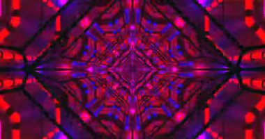Bu büyüleyici döngü canlı kırmızı ve mor renkli bir tünel, titreşimli ışıklar ve büyüleyici bir etki yaratan karmaşık desenler sergiliyor. Dijital görüntüler için ideal.