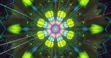 Dinamik ışıklar ve karmaşık döngülerle dolu canlı bir tünel, her an izleyiciler için büyüleyici ve büyüleyici bir görsel deneyim yaratıyor..