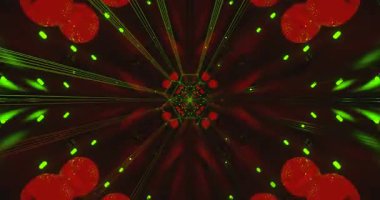 Bu görsel döngü, parlayan yeşil ve kırmızı desenlerle dolu büyüleyici bir tünel içeriyor. Tasarım derinlik ve sonsuz hareket hissi yaratıyor. Kapsamlı görüntüler için mükemmel..