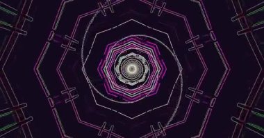 Bu canlı tünel video döngüsü kıvrımlı geometrik şekiller ve parlak renkler içerir, ekran koruyucular ve görsel ekranlar için mükemmel büyüleyici bir dinamik etki yaratır.
