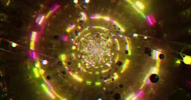 Canlı ışıklar ve dönen desenlerle dolu büyüleyici bir tünel görün. Devamlı döngü, dinamik bir görsel heyecan yaratır ve seyircilerin dikkatini çeker..