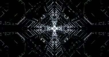 Dinamik tünel görselleri karmaşık desenlerle büyüleyici bir deneyim yaratırlar. Sonsuz döngü, izleyicileri fütüristik ve soyut bir çevreye sokuyor..