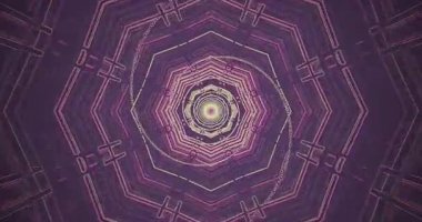 Canlı renkler ve karmaşık geometrik desenlerle dolu büyüleyici bir tünel keşfet. Bu kusursuz görsel ekran rahatlama ve ilham için büyüleyici bir atmosfer yaratır..