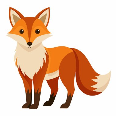 Bir karasal etobur, kızıl tilki, beyaz arka plandaki bir tabloda hızlı kuyruğu ve burnu olan bir karikatür yavrusu olarak tasvir edilir.