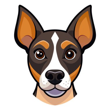 Beyaz işaretli, bıyıkları, burnu ve anlamlı gözleri ile bembeyaz bir köpek cinsinin sanat çizimi. Çalışan bir hayvan ve sadık bir arkadaş.