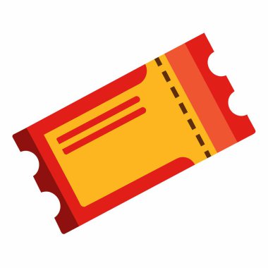 Beyaz arka planda kırmızı ve sarı bilet simgesi