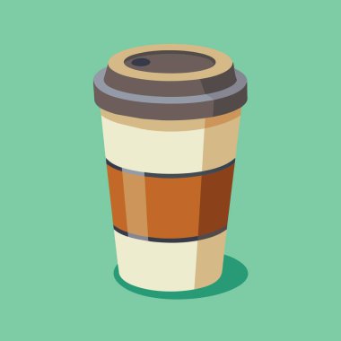 Görüntü, sıvı, sofra takımı, içecek takımı ve silindir şekilli elementler sunan yeşil bir zemin üzerinde kahverengi ambalajlı bir fincan kahve içerir.