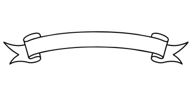 Görüntü, bir kurdelenin düz beyaz arkaplana karşı basit bir siyah-beyaz çizimini gösteriyor, böylece kurdele öne çıkıyor.