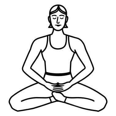 Resimde, siyah-beyaz bir pozisyonda oturan, giysi, saç, eklemler, baş, çene, eller, omuzlar, gözler ve bacaklar gibi çeşitli ayrıntıları gösteren bir kadın tasvir ediliyor.