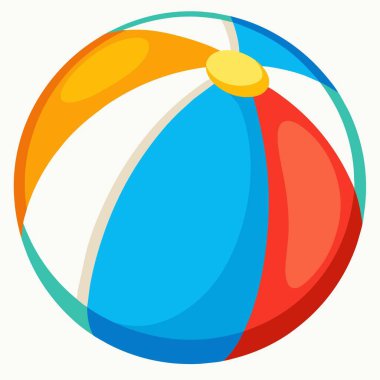 Beyaz arka planda canlı bir plaj topunun yer aldığı bir karikatür çizimi