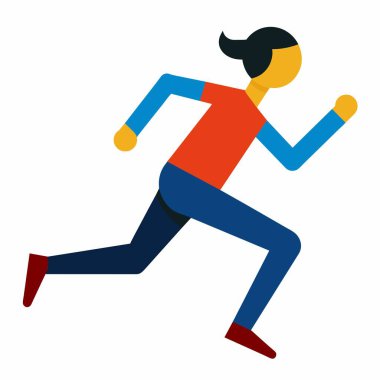 Kırmızı gömlekli ve mavi pantolonlu bir adam koşuyor. Uysal ve dengeli görünüyor, boş zamanlarının tadını çıkarıyor.