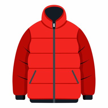 Resimde, beyaz arka planda kapüşonlu kırmızı bir kaput var. Görüntünün odak noktası cekettir.