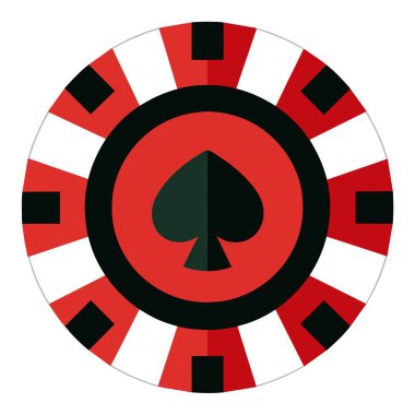 The poker chip is designed with a red and black color scheme and features a spade symbol at its center, creating a striking visual representation clipart