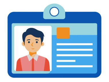 Mavi kimlikte dikdörtgen şekilli bir adamın resmi var. Teknoloji, elektronik cihazlar ve bilgi paylaşımıyla ilgili olabilir.