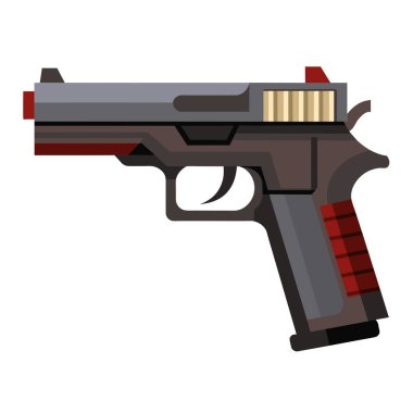 Kırmızı nokta görüşlü siyah bir tabanca beyaz arka plana yerleştirilir