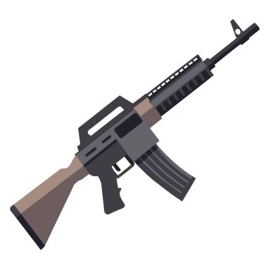 Askeri ve taktiksel bağlamlar için uygun modern bir saldırı tüfeğinin ayrıntılı vektör çizimi.