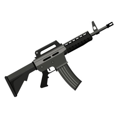 Askeri ve taktiksel bağlamlar için uygun modern bir saldırı tüfeğinin ayrıntılı vektör çizimi.