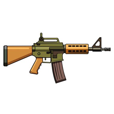 Askeri ve taktiksel bağlamlar için uygun modern bir saldırı tüfeğinin ayrıntılı vektör çizimi.