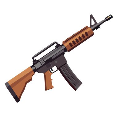 Askeri ve taktiksel bağlamlar için uygun modern bir saldırı tüfeğinin ayrıntılı vektör çizimi.