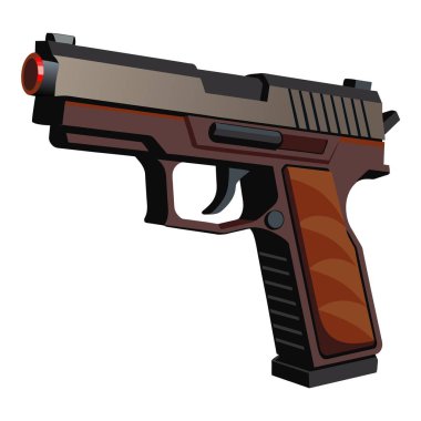 Kırmızı nokta görüşlü siyah bir tabanca beyaz arka plana yerleştirilir