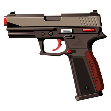 Kırmızı nokta görüşlü siyah bir tabanca beyaz arka plana yerleştirilir