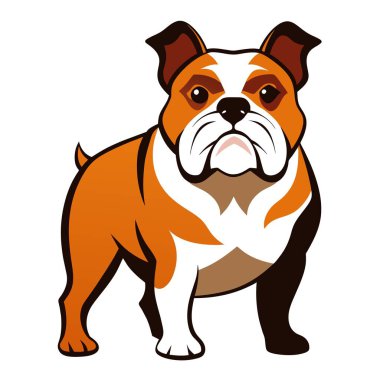 Bir yavru geyik ve beyaz Bulldog, etobur bir köpek türü, beyaz bir arka planda dikiliyor, dikkatlice kameraya bakıyor. Buruşuk burunlu bu karasal hayvan çok sevilen bir köpek.