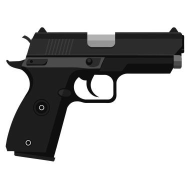 Beyaz arka planda kahverengi saplı bir tabancanın ayrıntılı vektör illüstrasyonunun yakın plan görüntüsü.