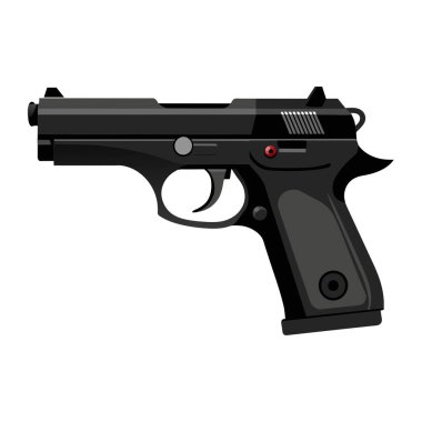 Beyaz arka planda kahverengi saplı bir tabancanın ayrıntılı vektör illüstrasyonunun yakın plan görüntüsü.