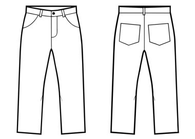 Beyaz bir arkaplan üzerine kurulmuş siyah beyaz bir pantolonun basit ve şık bir tasarımı var.