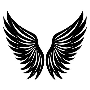 Çeşitli yaratıcı projeler ve uygulamalar için uygun detaylı tasarımı olan zarif bir siyah kanat çizimi
