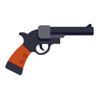 Ahşap kabzalı bir tabanca beyaz arka plana karşı sergileniyor. Yüksek kalite