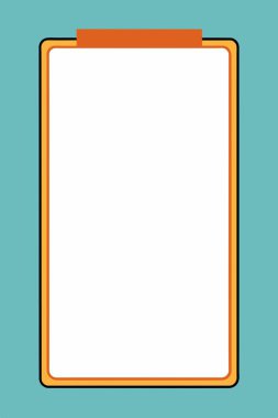 Beyaz pano ve turuncu çerçeve mavi arka plana yerleştirilir.