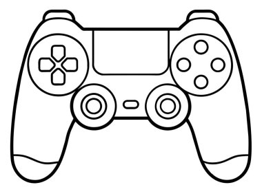 Çift analog çubuk oyun denetleyicisinin ön görünümünü gösteren ayrıntılı bir siyah beyaz çizim