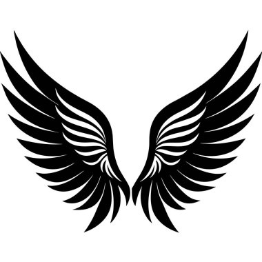 Çeşitli yaratıcı projeler ve uygulamalar için uygun detaylı tasarımı olan zarif bir siyah kanat çizimi