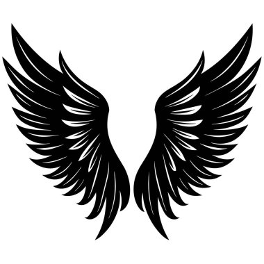 Çeşitli yaratıcı projeler ve uygulamalar için uygun detaylı tasarımı olan zarif bir siyah kanat çizimi