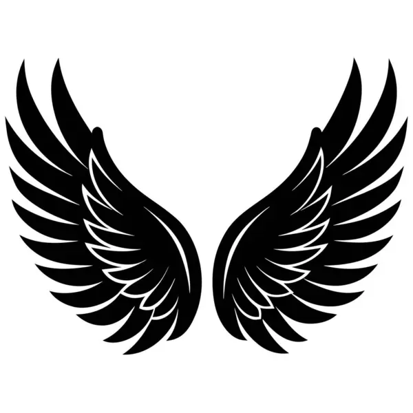 Çeşitli yaratıcı projeler ve uygulamalar için uygun detaylı tasarımı olan zarif bir siyah kanat çizimi