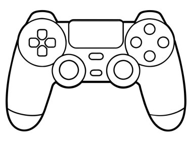 Çift analog çubuk oyun denetleyicisinin ön görünümünü gösteren ayrıntılı bir siyah beyaz çizim