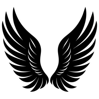 Çeşitli yaratıcı projeler ve uygulamalar için uygun detaylı tasarımı olan zarif bir siyah kanat çizimi