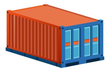 Kırmızı ve mavi kargo konteynerleri genel olarak lojistikte küresel ticaret ve ulaşım için kullanılır.