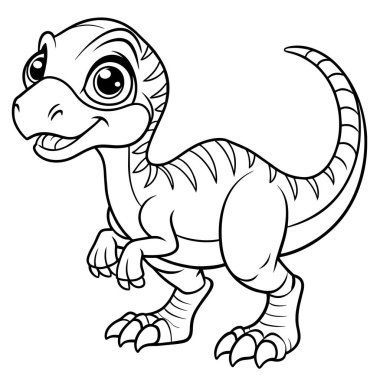 The cute cartoon dinosaur is perfect for kids coloring and fun activities, with its friendly design clipart